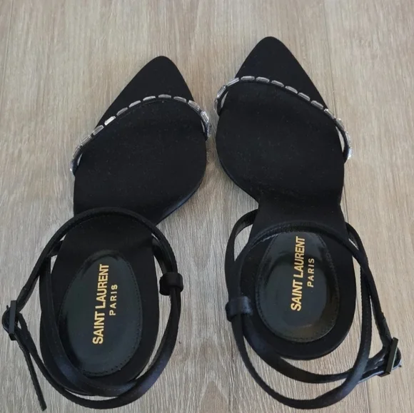 Yves Saint Laurent Black Heels with Silver Accents - Picture 5 of 10